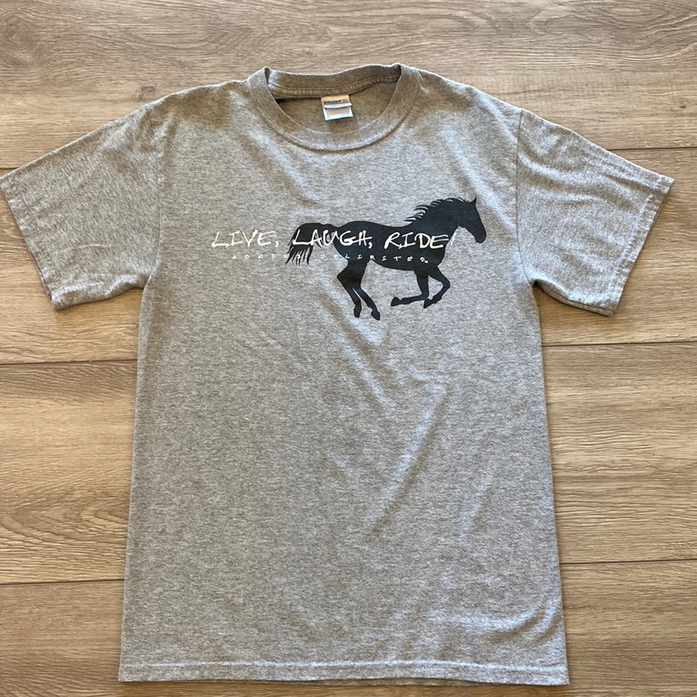 LIVE, LAUGH, RIDE TEE SIZE SMALL